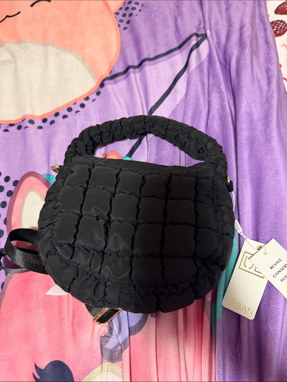 Urban Expressions Black Quilted Mini Top-Handle Bag